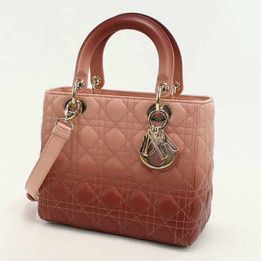 中古 ディオール ハンドバッグ レディース ブランド Dior レディディオール ミディアム ピンク バッグ USDCD93978011