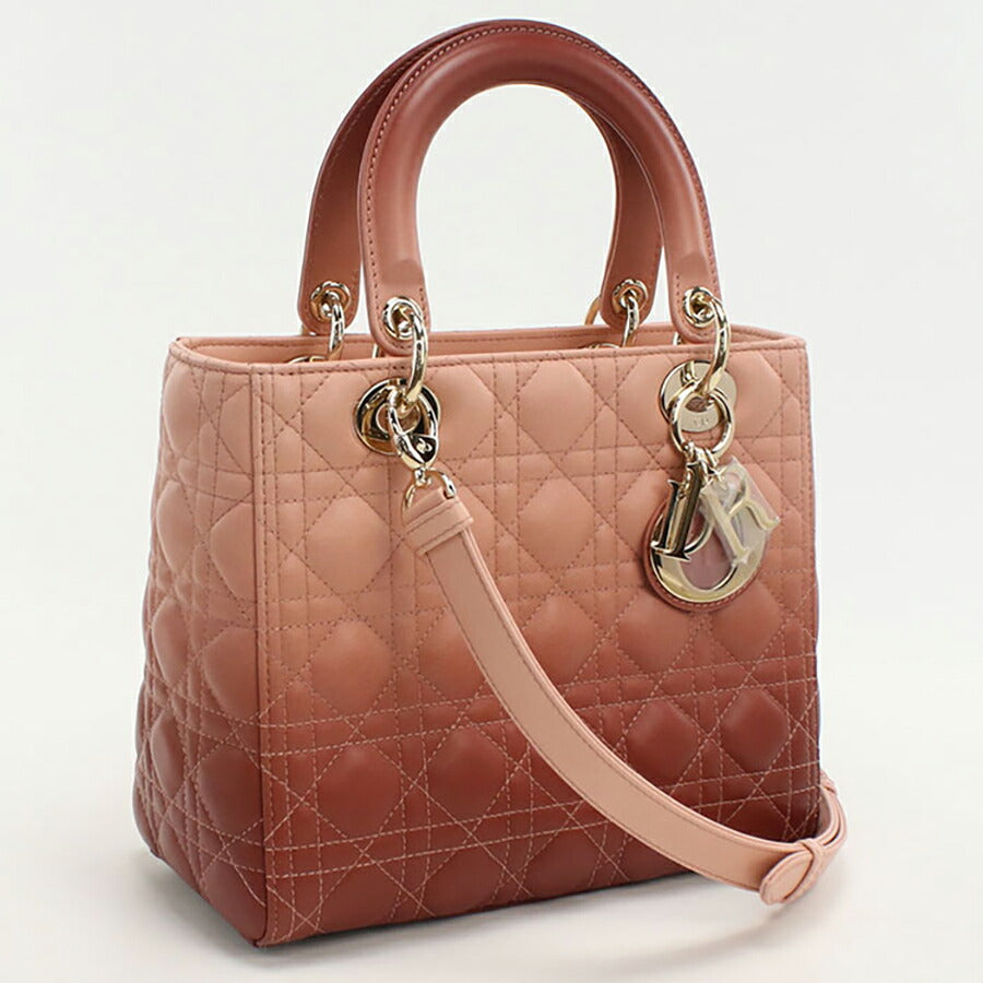 中古 ディオール ハンドバッグ レディース ブランド Dior レディディオール ミディアム ピンク バッグ USDCD93978011