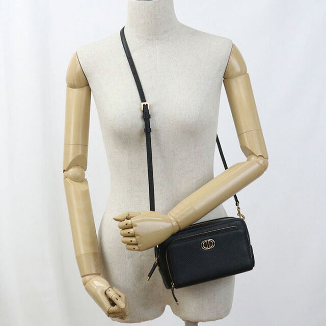 中古 ディオール 斜め掛け ショルダーバッグ レディース ブランド Dior ディオール カロ ダブルポーチ レザー S7431UBAE ブラック バッグ USDCD95140011