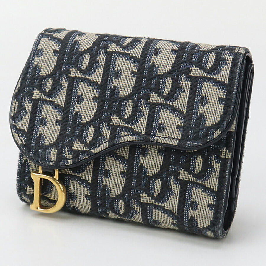中古 ディオール 三折財布 レディース ブランド Dior サドル ニンファエア ウォレット S5912 CTZQ_M928 ネイビー 財布 USDCD96644011