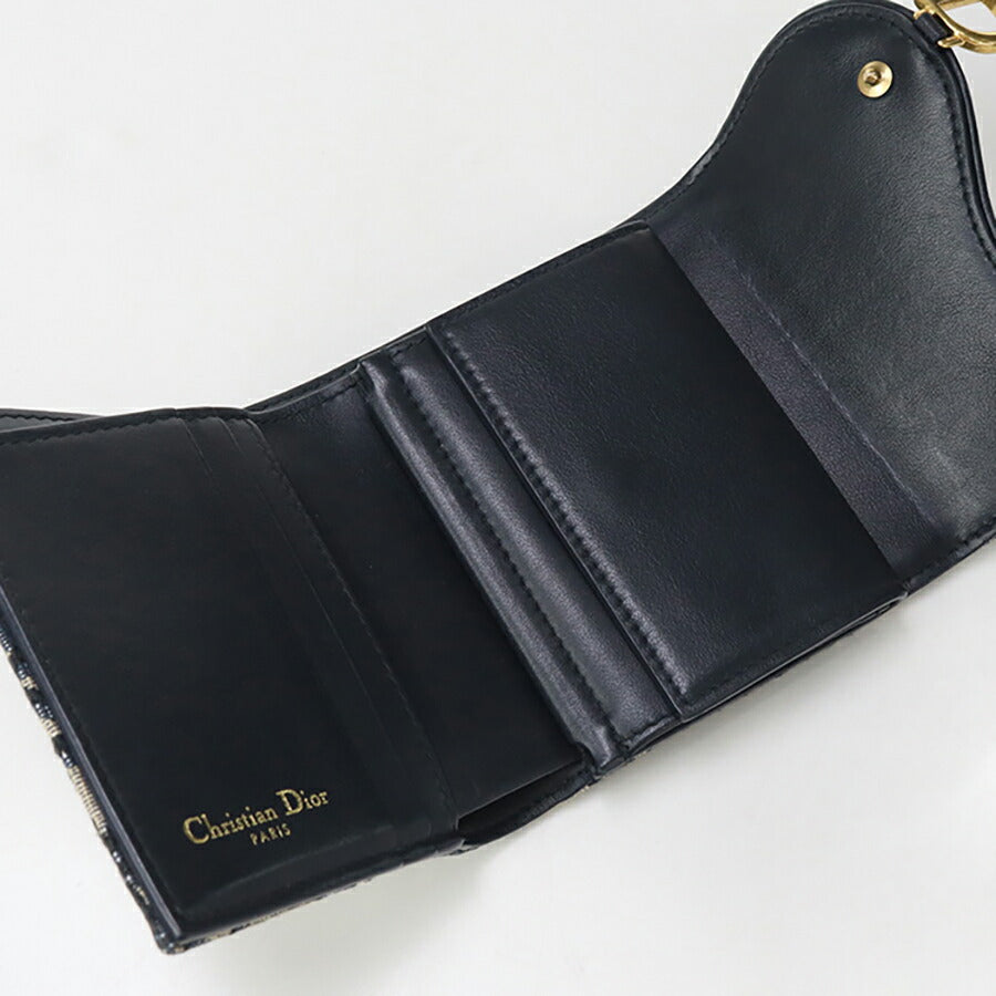 中古 ディオール 三折財布 レディース ブランド Dior サドル ニンファエア ウォレット S5912 CTZQ_M928 ネイビー 財布 USDCD96644011