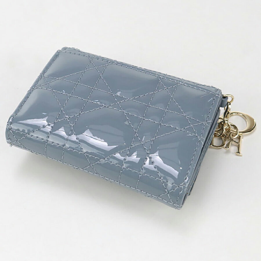 中古 ディオール 三折財布 レディース ブランド Dior レディディオール Lotus ウォレット S0181 OVRB ブルー 財布 USDCD96748011