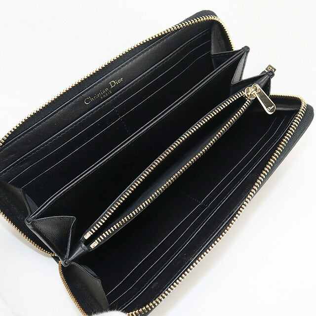 中古 ディオール 長財布ラウンドファスナー レディース ブランド Dior 30 モンテーニュ ロングジップウォレット レザー ブラック 財布 USDCD97711011