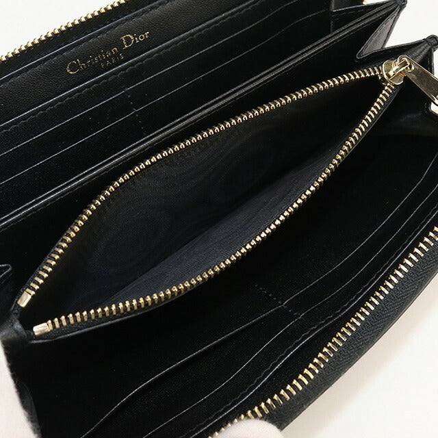 中古 ディオール 長財布ラウンドファスナー レディース ブランド Dior 30 モンテーニュ ロングジップウォレット レザー ブラック 財布 USDCD97711011