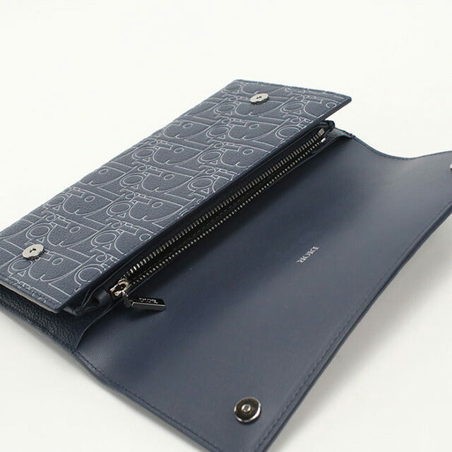 中古 ディオール 長財布ニ折小銭入付き レディース ブランド Dior ディオールグラビティ ロング フラップウォレット 2ESBC328FGP ブルー USDCD98428011