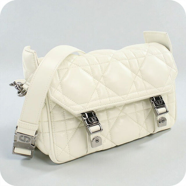 ディオール Dior DIORTRAVEL ノマドポーチ カナージュ ショルダーバッグ バッグ レザー レディース ホワイト系 【中古】 Dior - ディオール Dior DIORTRAVEL ノマドポーチ カナージュ