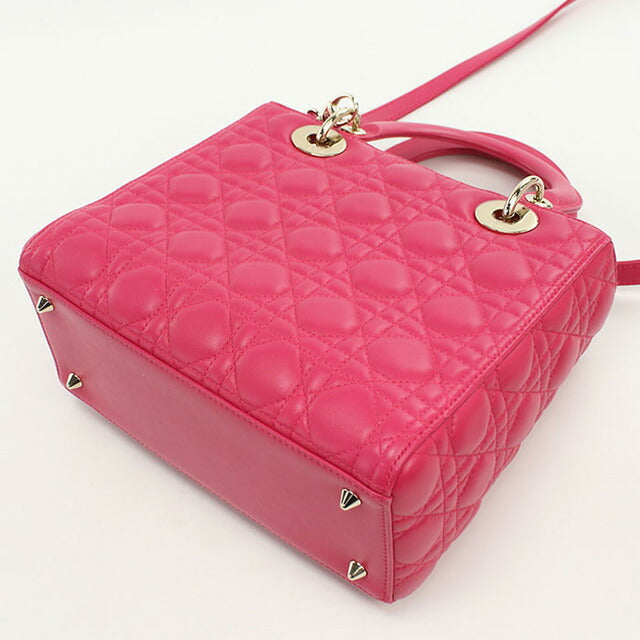 Used Dior Handbag Ladies Brand Dior Lady Dior Medium M0565 ONGE Pink Bag USDCD99754011