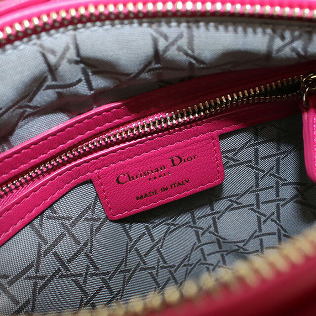 Used Dior Handbag Ladies Brand Dior Lady Dior Medium M0565 ONGE Pink Bag USDCD99754011