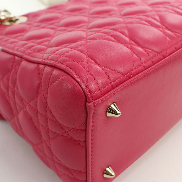 Used Dior Handbag Ladies Brand Dior Lady Dior Medium M0565 ONGE Pink Bag USDCD99754011