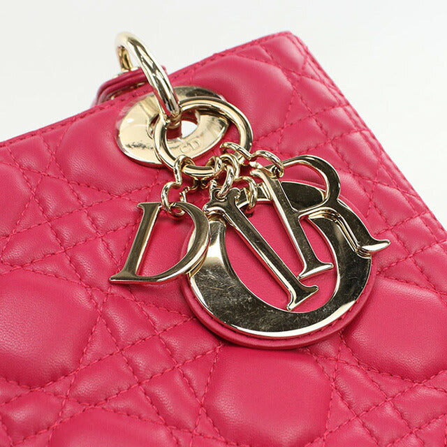 Used Dior Handbag Ladies Brand Dior Lady Dior Medium M0565 ONGE Pink Bag USDCD99754011
