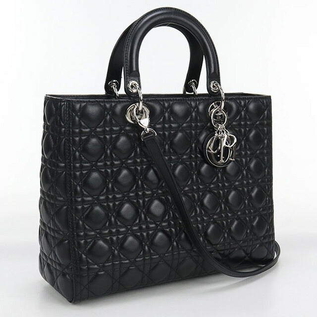 中古 ディオール ハンドバッグ レディース ブランド Dior レディディオール バッグ ラージ CAL44561 ブラック バッグ USDCD99793011