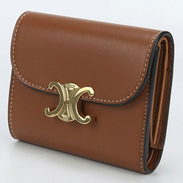 中古 セリーヌ 三折財布 レディース ブランド CELINE トリオンフ スモール フラップウォレット 10D78 3BZG.04LU ブラウン 財布 USDCE100427011