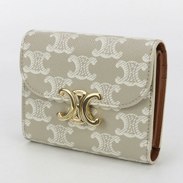 中古 セリーヌ 三つ折り財布 レディース ブランド CELINE スモール フラップウォレット 10D782CQH ベージュ 財布 USDCE100872011