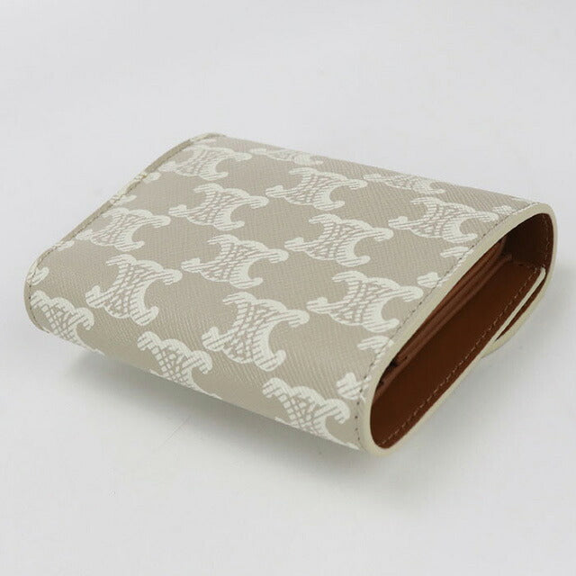 中古 セリーヌ 三つ折り財布 レディース ブランド CELINE スモール フラップウォレット 10D782CQH ベージュ 財布 USDCE100872011