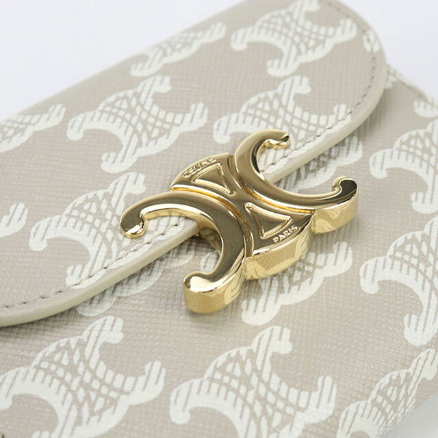 中古 セリーヌ 三つ折り財布 レディース ブランド CELINE スモール フラップウォレット 10D782CQH ベージュ 財布 USDCE100872011