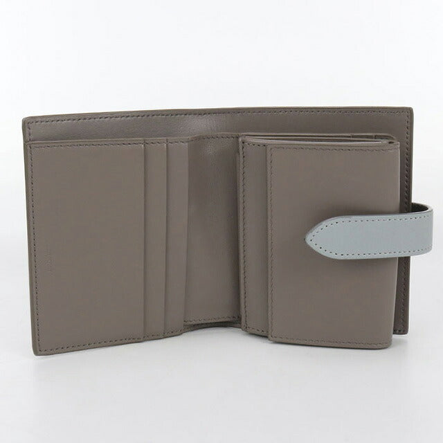 中古 セリーヌ 二つ折り財布 レディース ブランド CELINE スモールストラップウォレット レザー グレー 財布 USDCE100902011
