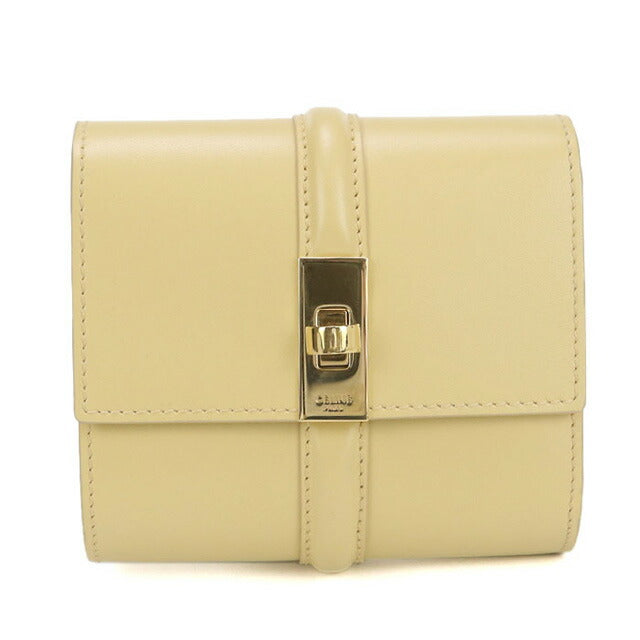 中古 セリーヌ 三つ折り財布 レディース ブランド CELINE 16(セーズ) スモール トリフォールドウォレット レザー 10F52 3CQ7 イエロー USDCE101104011