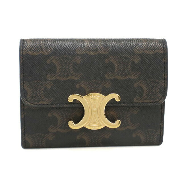 中古 セリーヌ 三折財布 レディース ブランド CELINE トリオンフキャンバス コイン入付きコンパクトウォレット 10I652DS3.04LU 財布 USDCE101857011