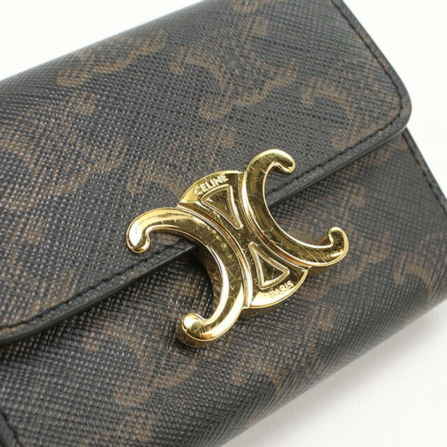 中古 セリーヌ 三折財布 レディース ブランド CELINE トリオンフキャンバス コイン入付きコンパクトウォレット 10I652DS3.04LU 財布 USDCE101857011