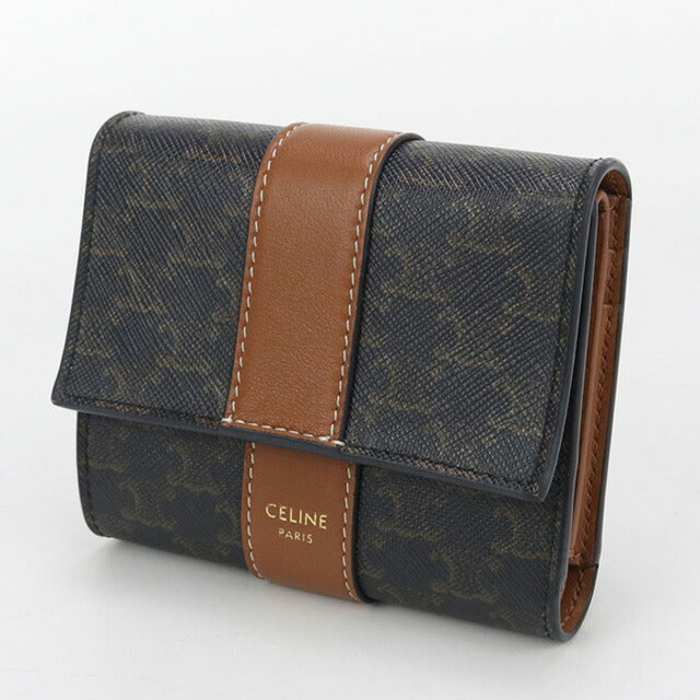 二手 Celine Trifold 钱包 女装品牌 CELINE Triomphe 帆布小号 Trifold 钱包 10D572BZ9 棕色钱包 USDCE102404011