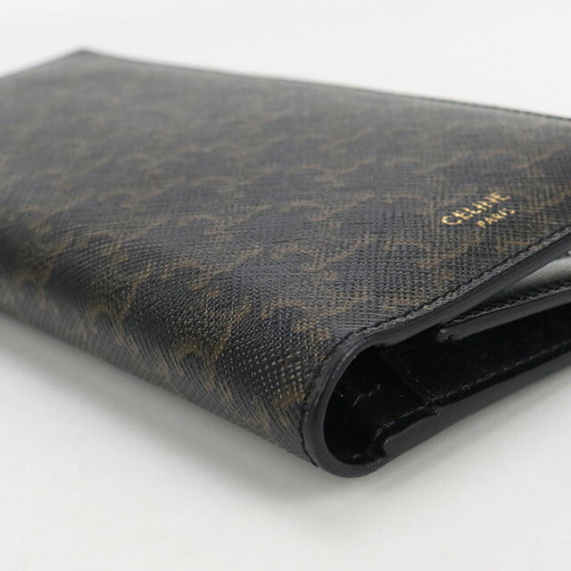 中古 セリーヌ 長財布二折 メンズ ブランド CELINE トリオンフキャンバス バーティカルウォレット ブラウン 財布 USDCE102994011