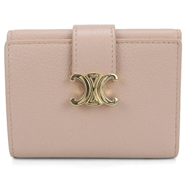 中古 セリーヌ 三つ折り財布 レディース ブランド CELINE トリオンフ ファインストラップウォレットニノ 10M963GHH.03SA ピンク 財布 USDCE104690011