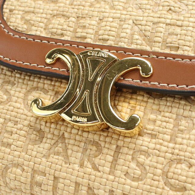 中古 セリーヌ 三つ折り財布 レディース ブランド CELINE トリオンフ スモール フラップ ウォレット レザー 10D78 ベージュ 財布 USDCE106008011