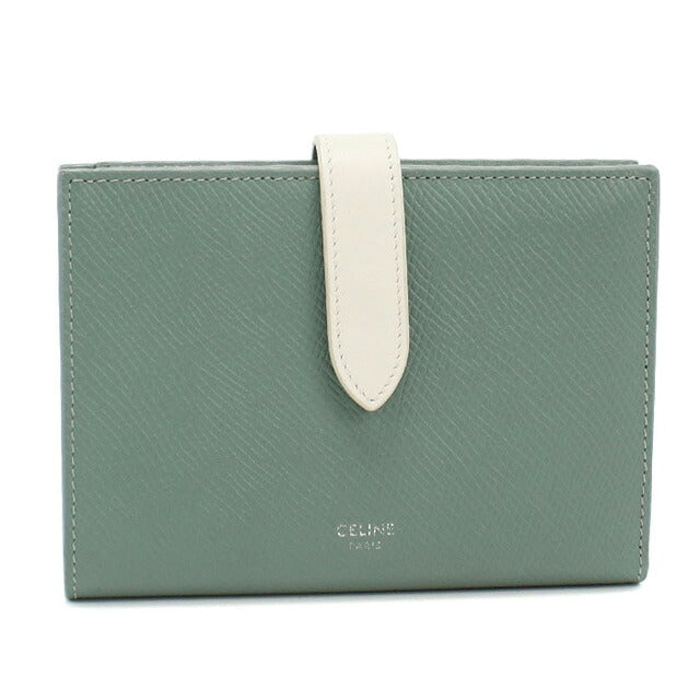 中古 セリーヌ 二折財布 レディース ブランド CELINE ストラップウォレット グリーン 財布 USDCE107074011