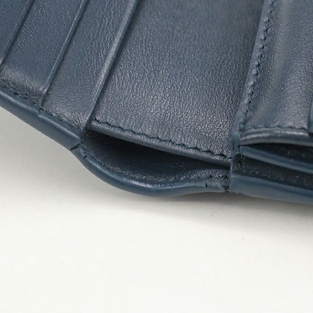 中古 セリーヌ 三つ折り財布 三折財布 レディース ブランド CELINE トリオンフ スモールフラップウォレット ネイビー 財布 USDCE107555011