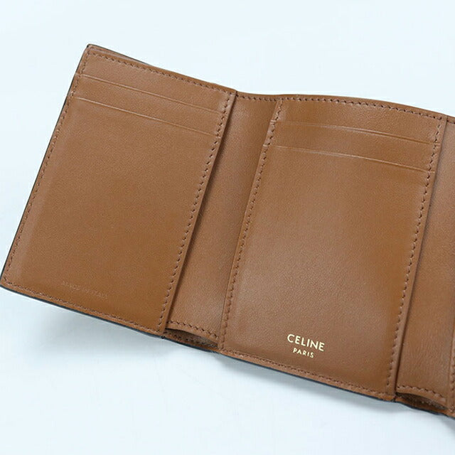 中古 セリーヌ 三つ折り財布 三折財布 レディース ブランド CELINE トリオンフキャンバス ファインストラップウォレットニノ ブラウン 財布 USDCE108137011