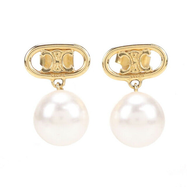 中古 セリーヌ ピアス レディース ブランド CELINE トリオンフ パール ゴールド アクセサリー USDCE108218011