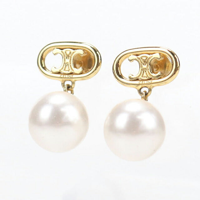 中古 セリーヌ ピアス レディース ブランド CELINE トリオンフ パール ゴールド アクセサリー USDCE108218011
