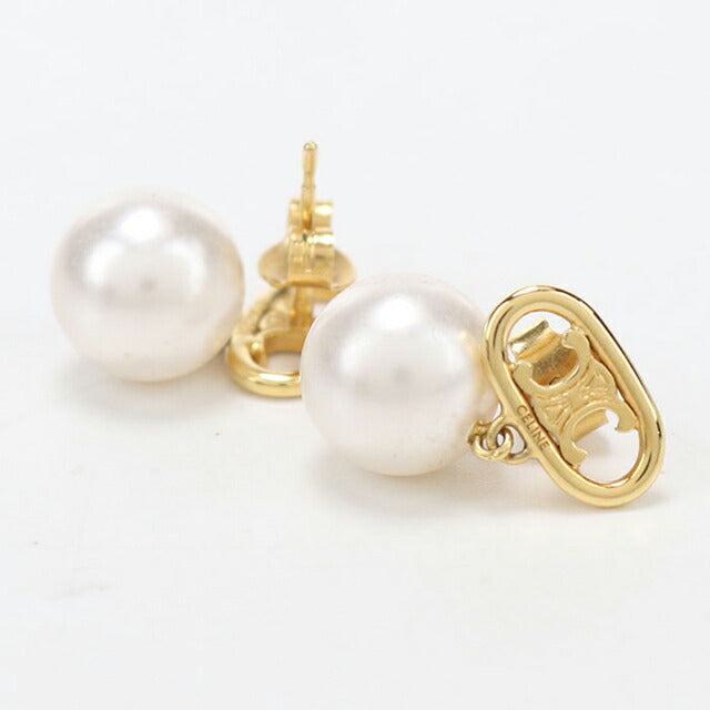 中古 セリーヌ ピアス レディース ブランド CELINE トリオンフ パール ゴールド アクセサリー USDCE108218011