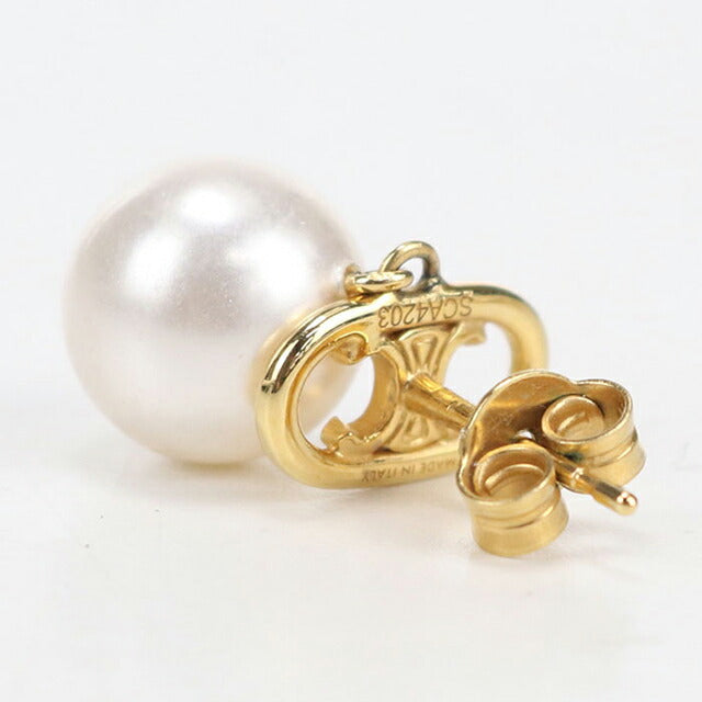 中古 セリーヌ ピアス レディース ブランド CELINE トリオンフ パール ゴールド アクセサリー USDCE108218011