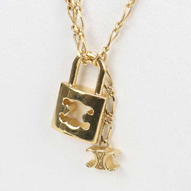 中古 セリーヌ ネックレス レディース ブランド CELINE トリオンフ ロック 461HH6BRA.35OR ゴールド アクセサリー USDCE108453011