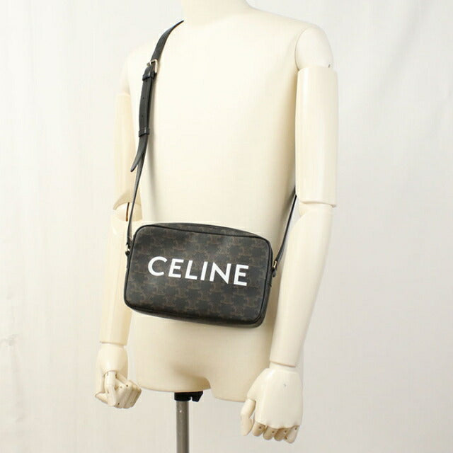 中古 セリーヌ 斜め掛け ショルダーバッグ メンズ CELINE トリオンフキャンバス ミディアム メッセンジャーバッグ レザー 194502CIM.38OG USDCE108714011
