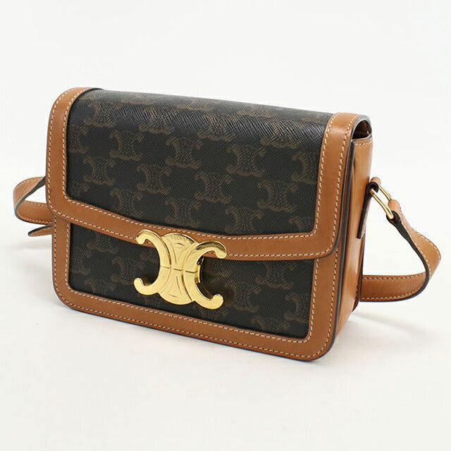 中古 セリーヌ 斜め掛け ショルダーバッグ レディース ブランド CELINE トリオンフキャンバス 188882BZ4.04LU ブラウン USDCE110466011