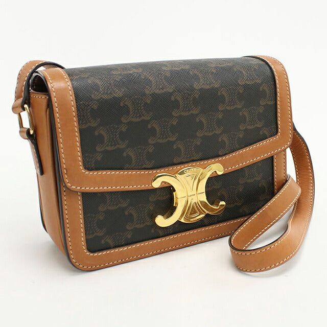 中古 セリーヌ 斜め掛け ショルダーバッグ レディース ブランド CELINE トリオンフキャンバス 188882BZ4.04LU ブラウン USDCE110466011