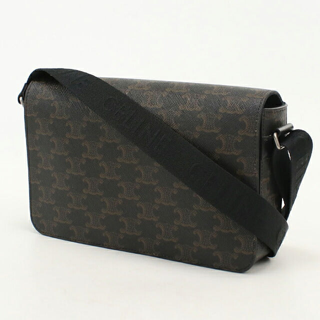 中古 セリーヌ ショルダーバッグ メンズ ブランド CELINE トリオンフキャンバス フラップメッセンジャーバッグ 111592ETH.38SI ブラック USDCE112049011