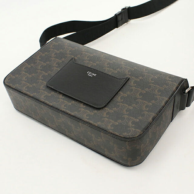 中古 セリーヌ ショルダーバッグ メンズ ブランド CELINE トリオンフキャンバス フラップメッセンジャーバッグ 111592ETH.38SI ブラック USDCE112049011