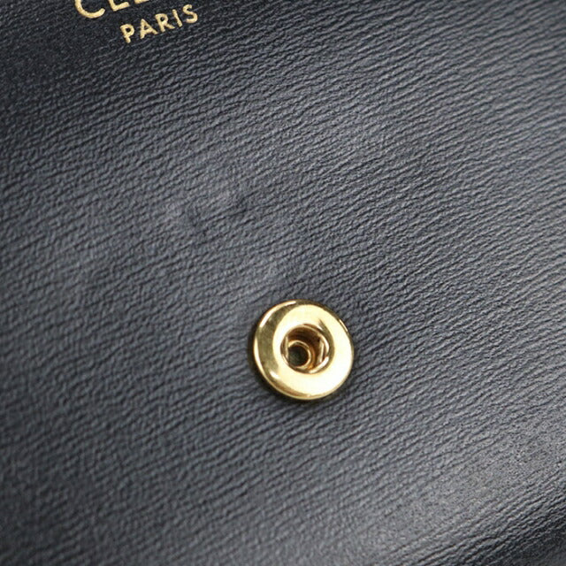 中古 セリーヌ 三つ折り財布 三折財布 レディース ブランド CELINE トリオンフ スモールフラップウォレット ブラック USDCE112279011