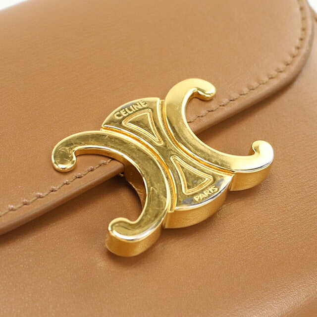 中古 セリーヌ 三つ折り財布 三折財布 レディース ブランド CELINE トリオンフ スモール フラップウォレット 0D783DPV ブラウン USDCE113755011