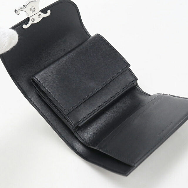 中古 セリーヌ 三つ折り財布 三折財布 レディース ブランド CELINE トリオンフ スモール フラップウォレット レザー 10D783DPV.38SI USDCE113984011
