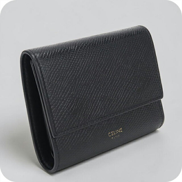 中古 セリーヌ 三つ折り財布 三折財布 レディース ブランド CELINE トリフォールドウォレット 10B573 ブラック USDCE114581011