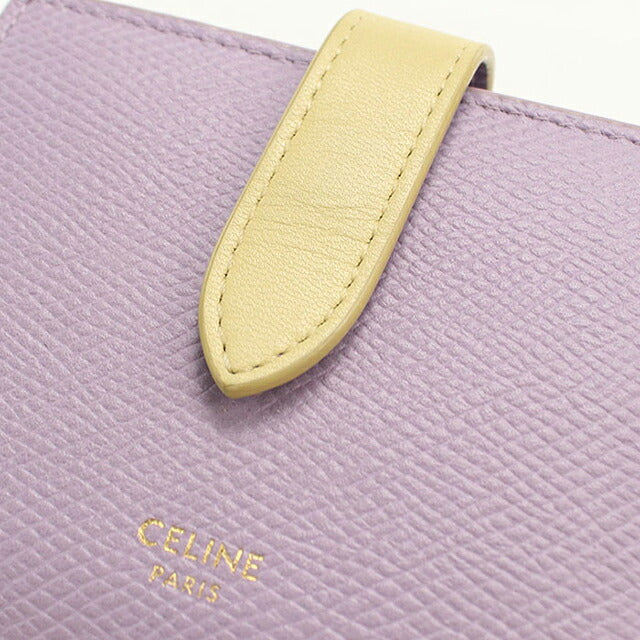 中古 セリーヌ 二つ折り財布 二折財布 コンパクト レディース ブランド CELINE スモールストラップウォレット 10H26 3BRU パープル USDCE114800011