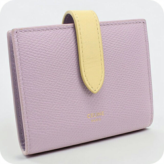 中古 セリーヌ 二つ折り財布 二折財布 コンパクト レディース ブランド CELINE スモールストラップウォレット 10H26 3BRU パープル USDCE114800011