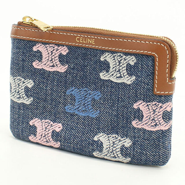 中古 セリーヌ 小銭入れ ユニセックス ブランド CELINE トリオンフ コインパース 10C662GR9.14ML ブルー USDCE114876011