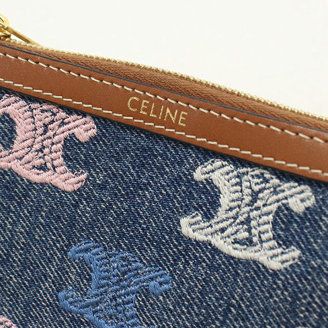 中古 セリーヌ 小銭入れ ユニセックス ブランド CELINE トリオンフ コインパース 10C662GR9.14ML ブルー USDCE114876011