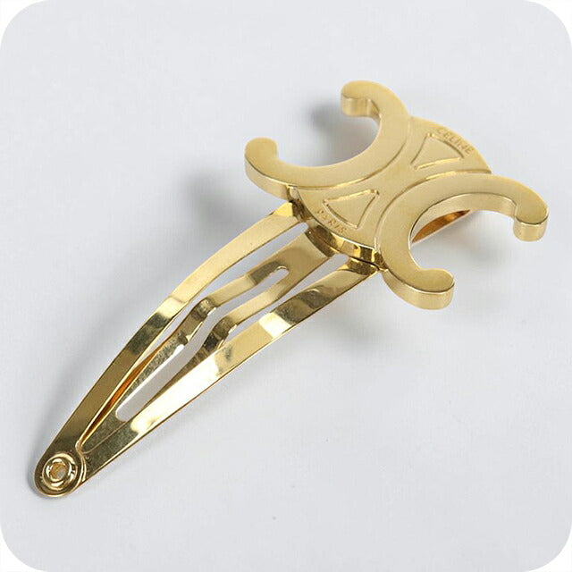中古 セリーヌ バレッタ レディース ブランド CELINE トリオンフ ヘアクリップ ゴールド ヘアアクセサリー USDCE115991011