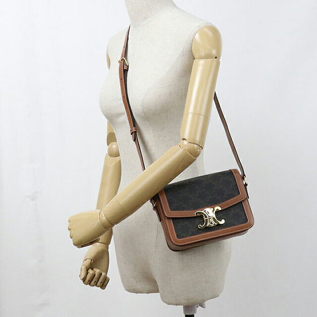 中古 セリーヌ ショルダーバッグ レディース ブランド CELINE トリオンフキャンバス ティーン トリオンフバッグ 188882BZ4.04LU ブラウン USDCE116006011